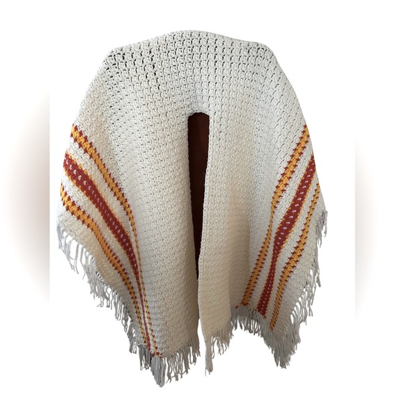 Vintage Jackets & Blazers - Handmade Crochet Shawl with Stripes